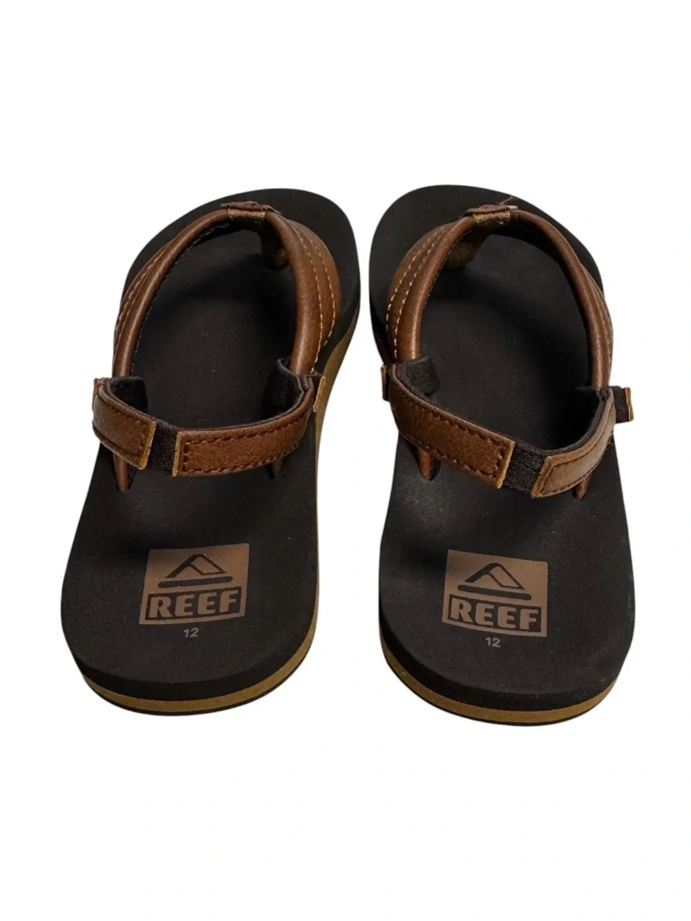 Reef Little Ahi Toddler/Kids Brown Sandals Backstrap Flip Flops Size 12
